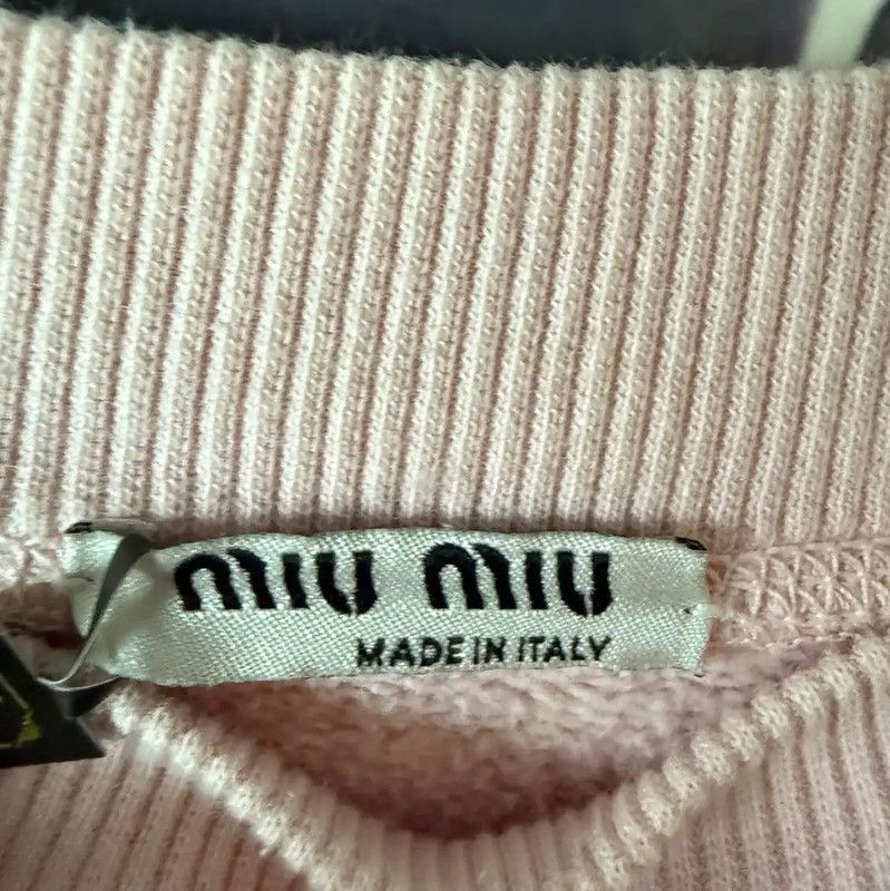Miu Miu Miu Miu Pink Logo Women's Sweatshirt 0089 Size XS / US 0-2 / IT 36-38 - 3 Thumbnail