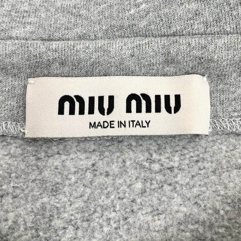 Miu Miu Miu Miu Gray Cotton Women's Crop Hoodie 0089 Size XS / US 0-2 / IT 36-38 - 5 Thumbnail