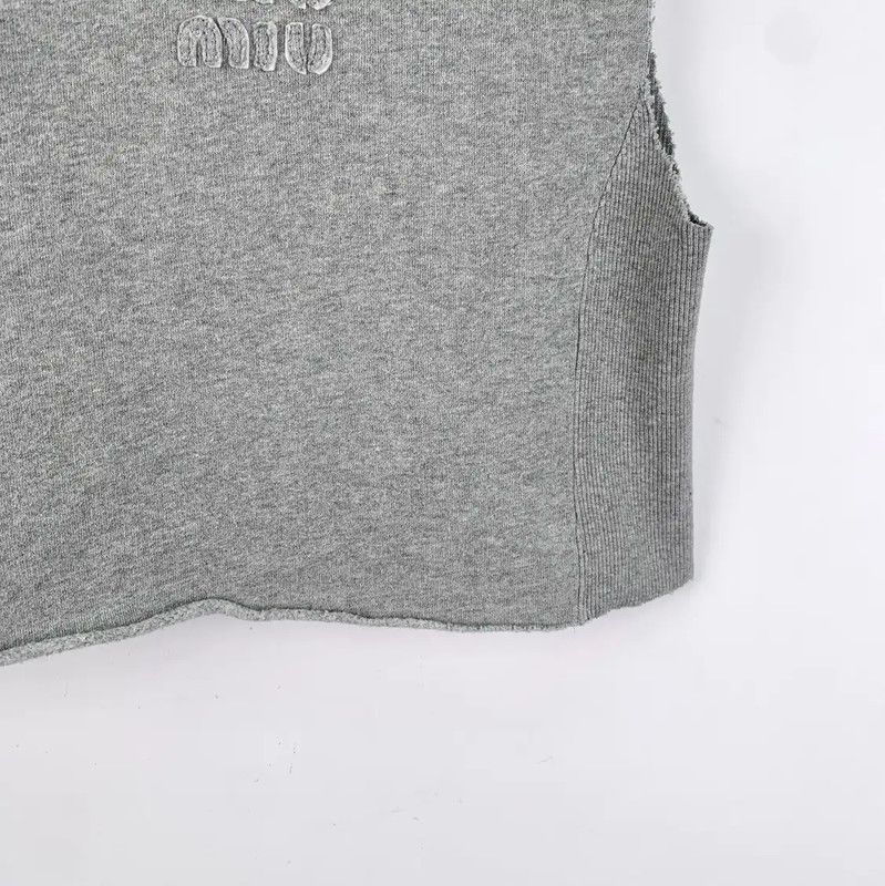 Miu Miu Miu Miu Gray Cotton Women's Crop Hoodie 0089 Size XS / US 0-2 / IT 36-38 - 4 Thumbnail