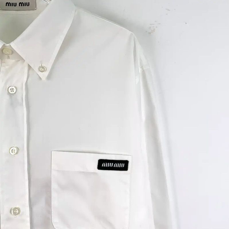Miu Miu Miu Miu Women's White Cotton Shirt 0089 Size ONE SIZE - 3 Thumbnail