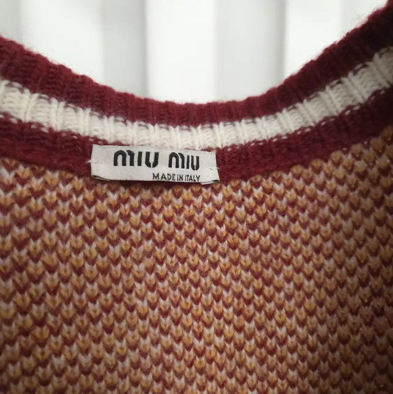 Miu Miu Miu Miu Orange Wool Plaid Long Cardigan 0089 Size ONE SIZE - 5 Thumbnail