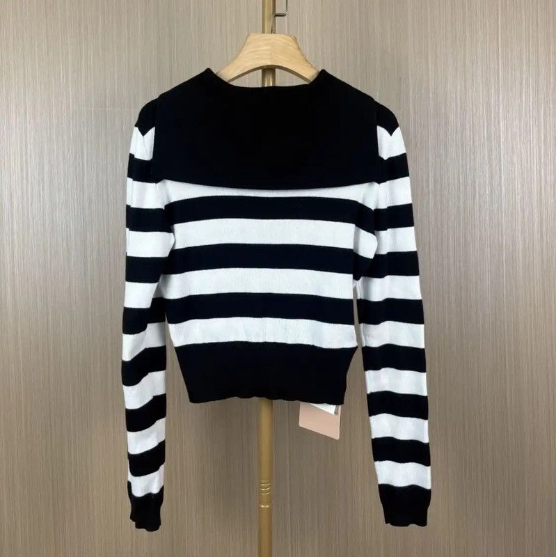 Miu Miu Miu Miu Striped Cotton Long Sleeve Sweater 0089 Size M / US 6-8 / IT 42-44 - 2 Thumbnail