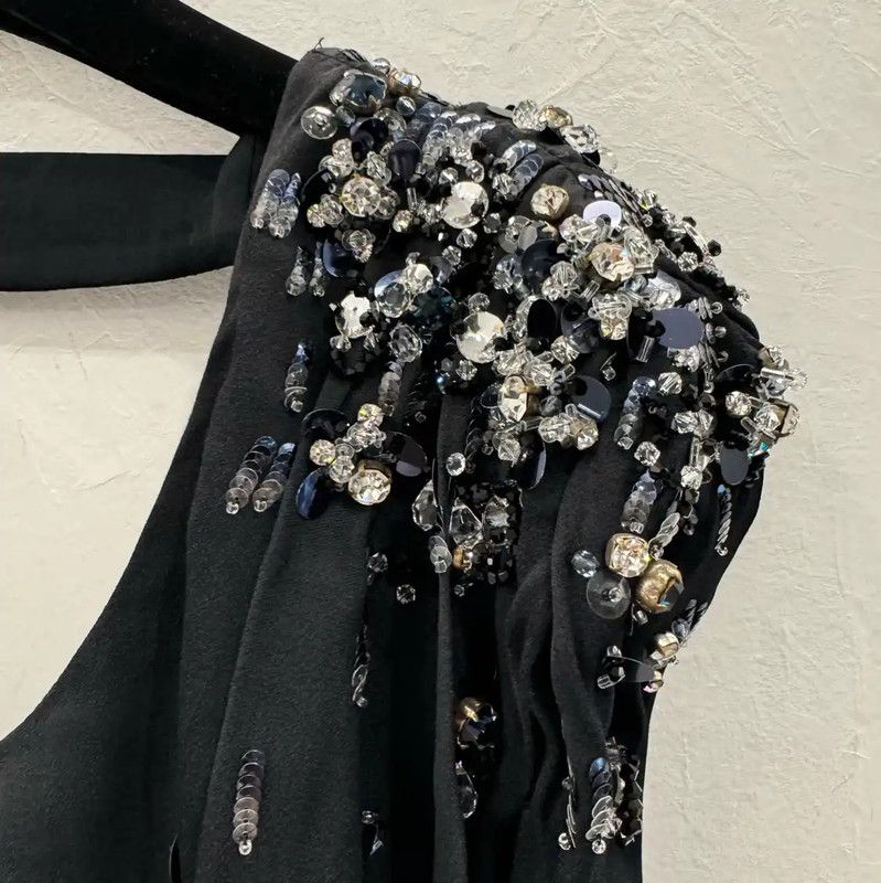 Miu Miu Miu Miu Black Dress with Embellished Shoulders 0089 Size S / US 4 / IT 40 - 4 Thumbnail