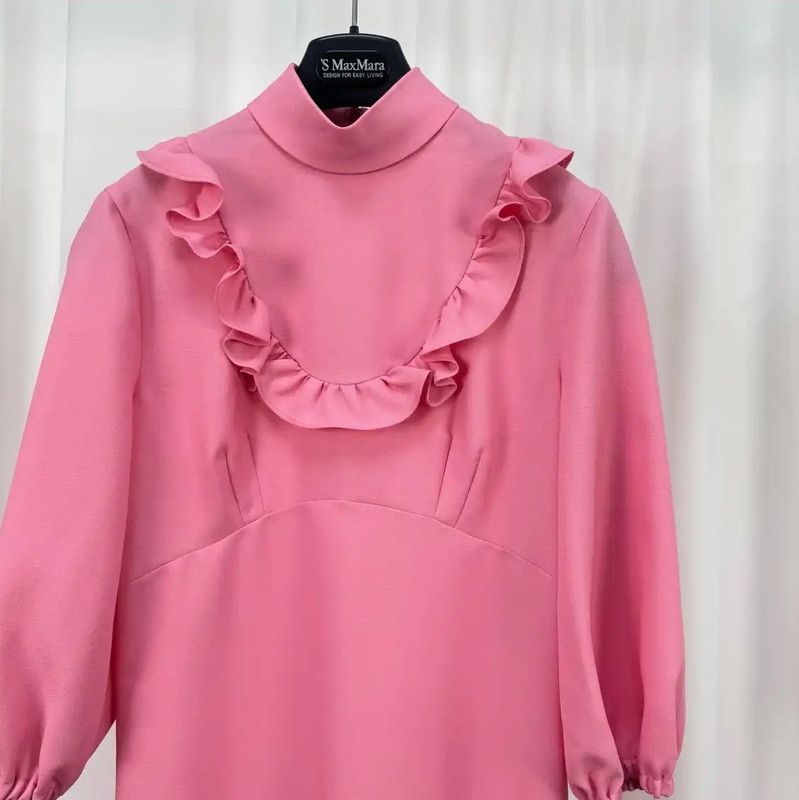Miu Miu Miu Miu Long Sleeve Pink Chiffon Dress 0089 Size M / US 6-8 / IT 42-44 - 3 Thumbnail