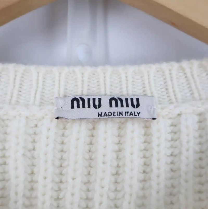 Miu Miu Miu Miu White Wool Women's Cardigan 0089 Size L / US 10 / IT 46 - 6 Thumbnail