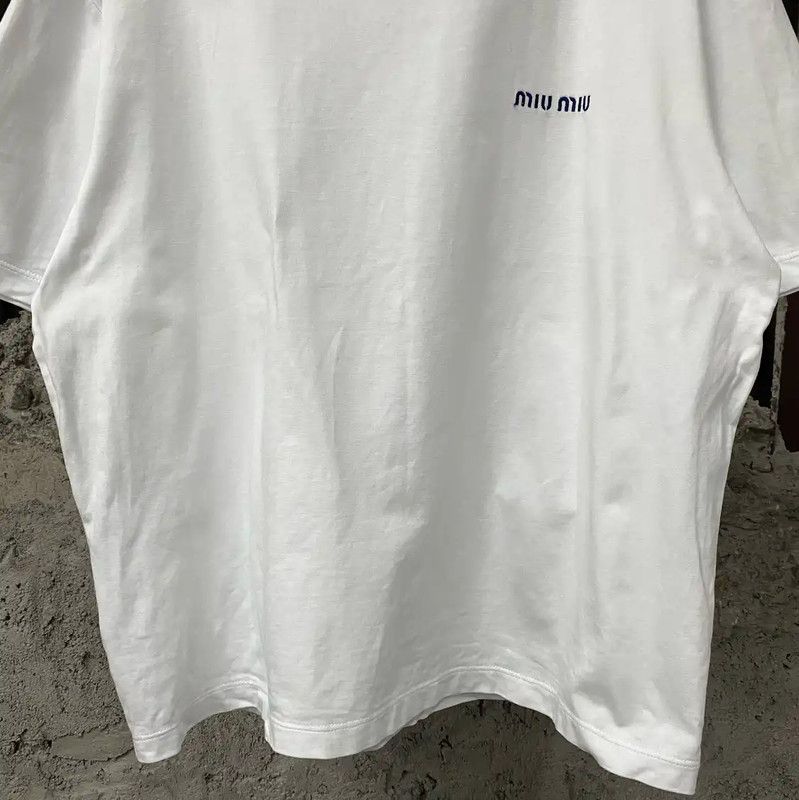 Miu Miu Miu Miu Summer White Cotton T-Shirt 0089 Size L / US 10 / IT 46 - 4 Thumbnail