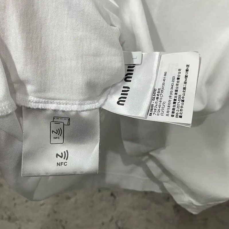 Miu Miu Miu Miu Summer White Cotton T-Shirt 0089 Size L / US 10 / IT 46 - 7 Thumbnail