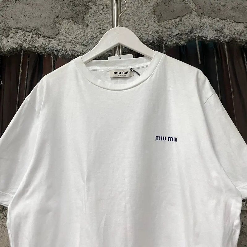 Miu Miu Miu Miu Summer White Cotton T-Shirt 0089 Size L / US 10 / IT 46 - 3 Thumbnail