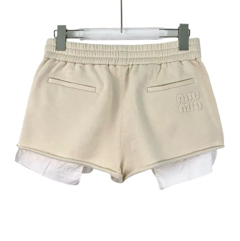 Miu Miu Miu Miu Beige Cotton Women's Shorts 0089 Size 23" - 2 Thumbnail