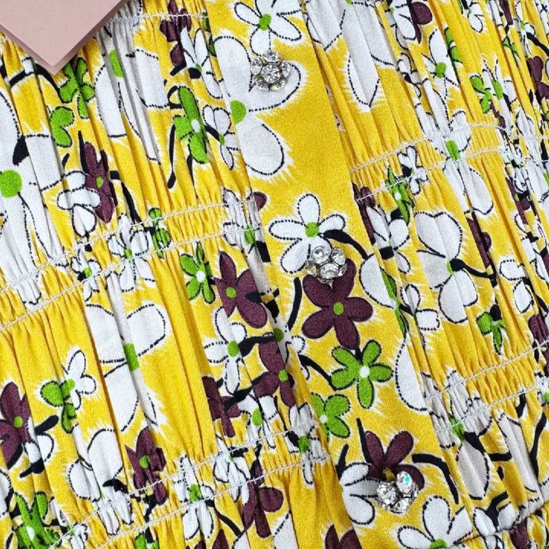 Miu Miu Miu Miu Yellow Cotton Short Sleeve Dress 0089 Size S / US 4 / IT 40 - 4 Thumbnail