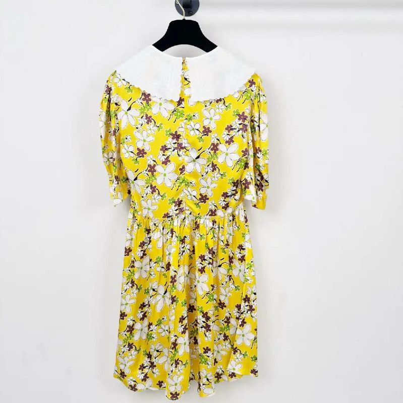 Miu Miu Miu Miu Yellow Cotton Short Sleeve Dress 0089 Size S / US 4 / IT 40 - 2 Thumbnail