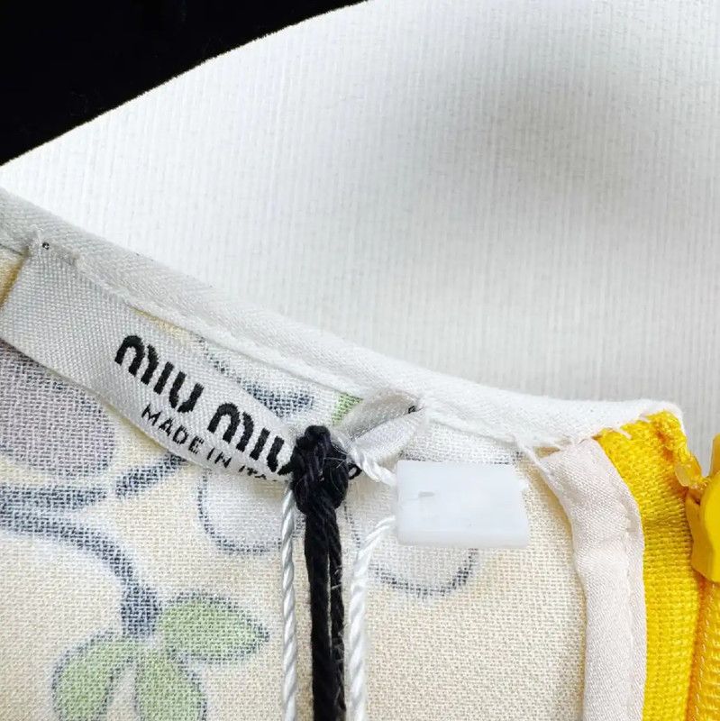 Miu Miu Miu Miu Yellow Cotton Short Sleeve Dress 0089 Size S / US 4 / IT 40 - 3 Thumbnail