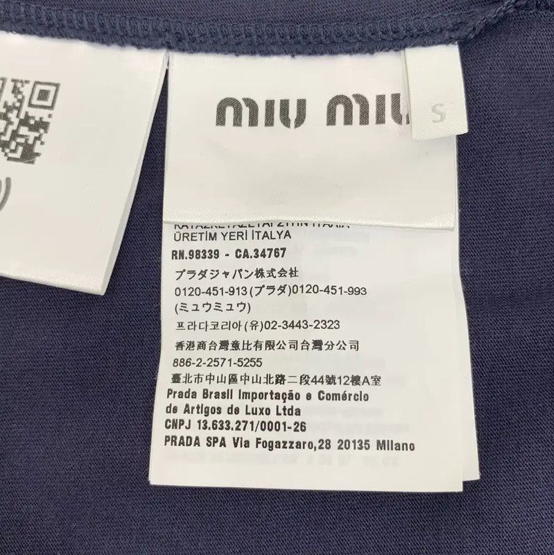Miu Miu Miu Miu Navy Cotton T-Shirt with Collar 0089 Size XS / US 0-2 / IT 36-38 - 6 Thumbnail