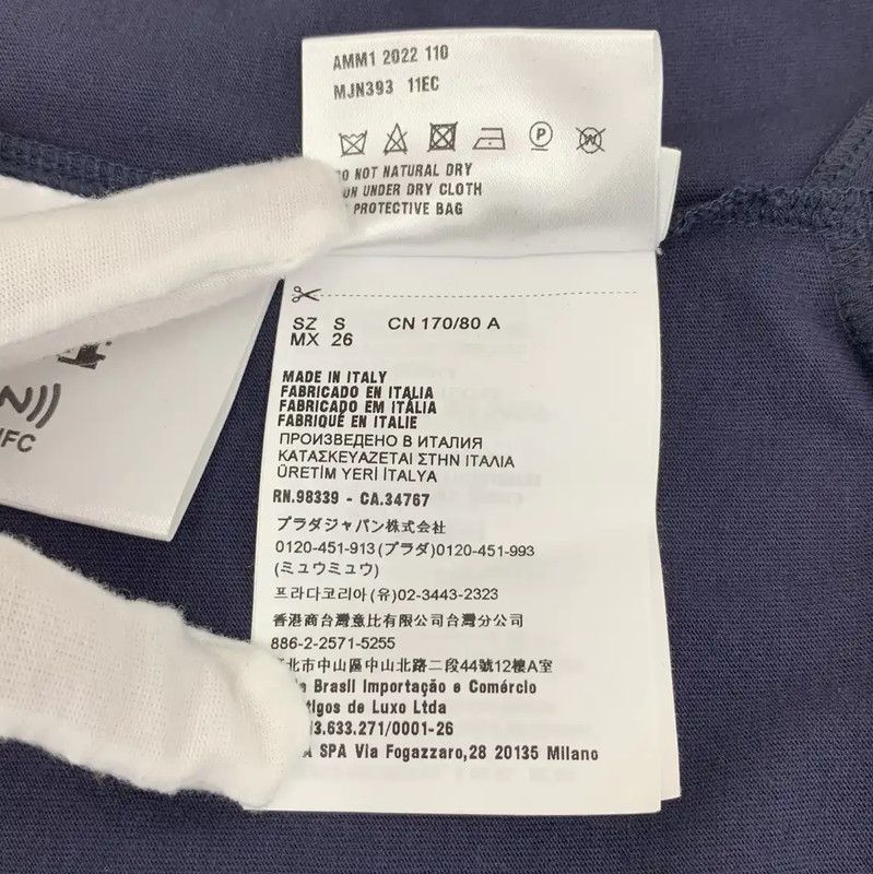 Miu Miu Miu Miu Navy Cotton T-Shirt with Collar 0089 Size XS / US 0-2 / IT 36-38 - 7 Thumbnail