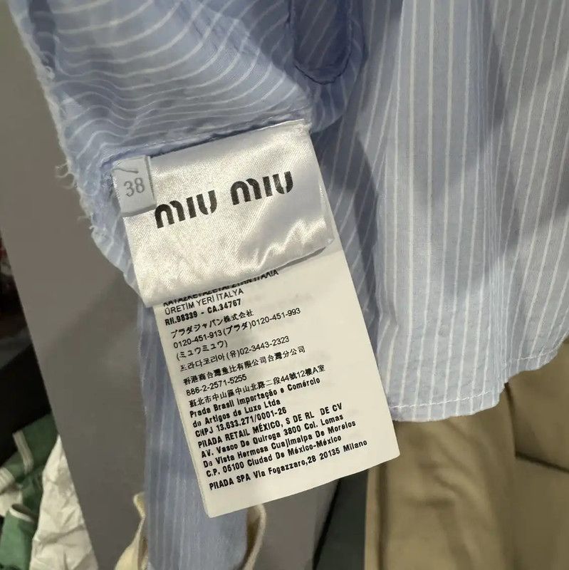 Miu Miu Miu Miu Light Blue Cropped Cotton Shirt 0089 Size M / US 6-8 / IT 42-44 - 5 Thumbnail
