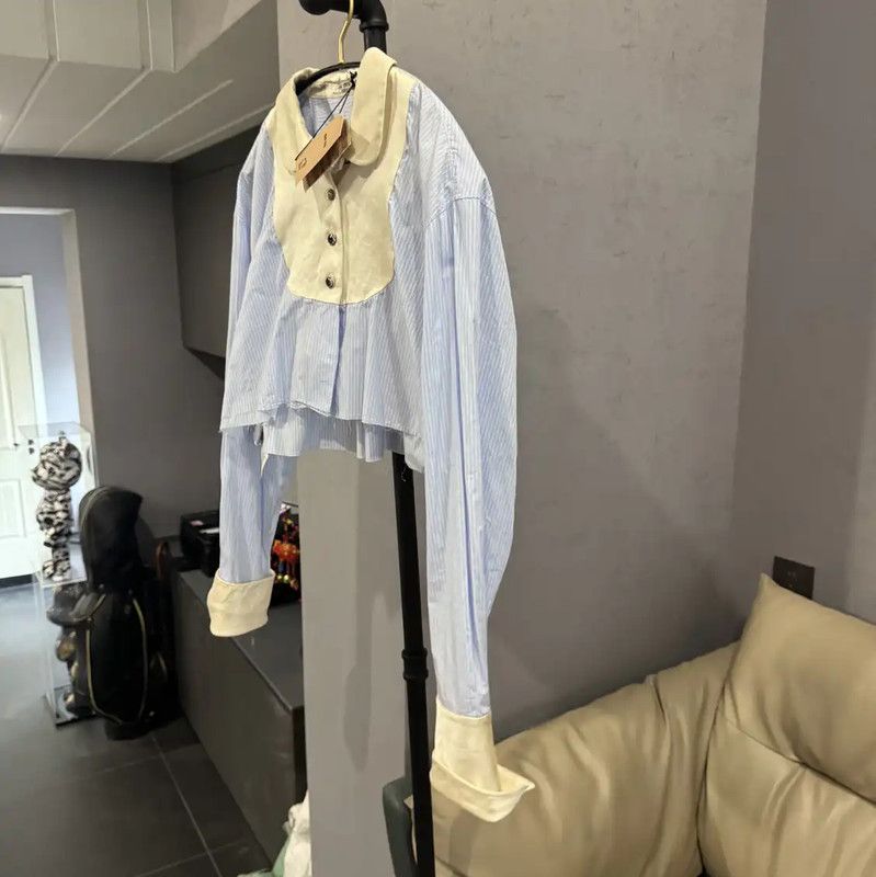 Miu Miu Miu Miu Light Blue Cropped Cotton Shirt 0089 Size M / US 6-8 / IT 42-44 - 3 Thumbnail