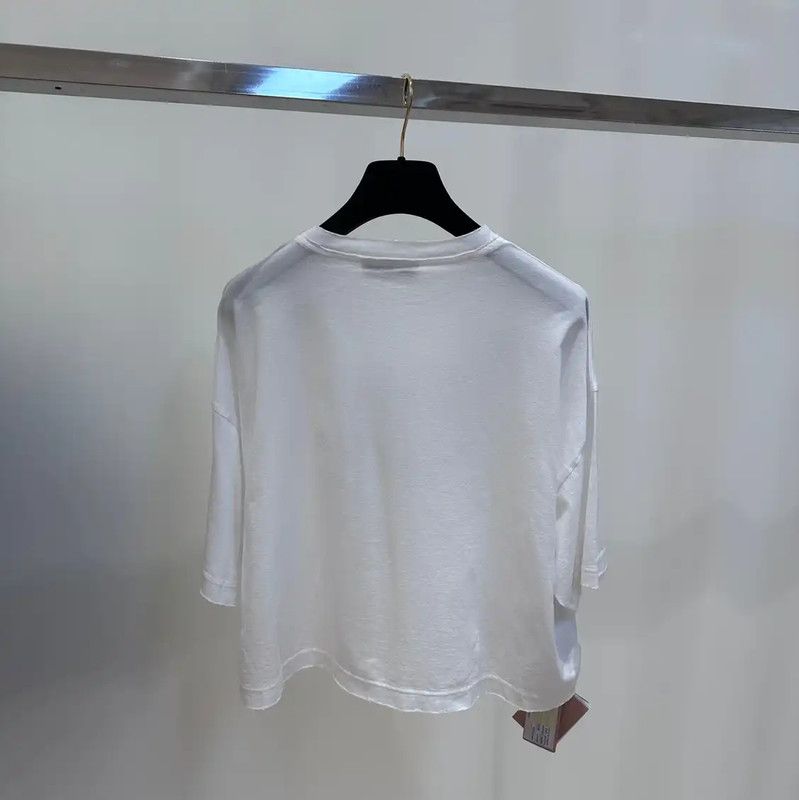 Miu Miu Miu Miu Women's Cotton White T-Shirt 0089 Size S / US 4 / IT 40 - 2 Thumbnail
