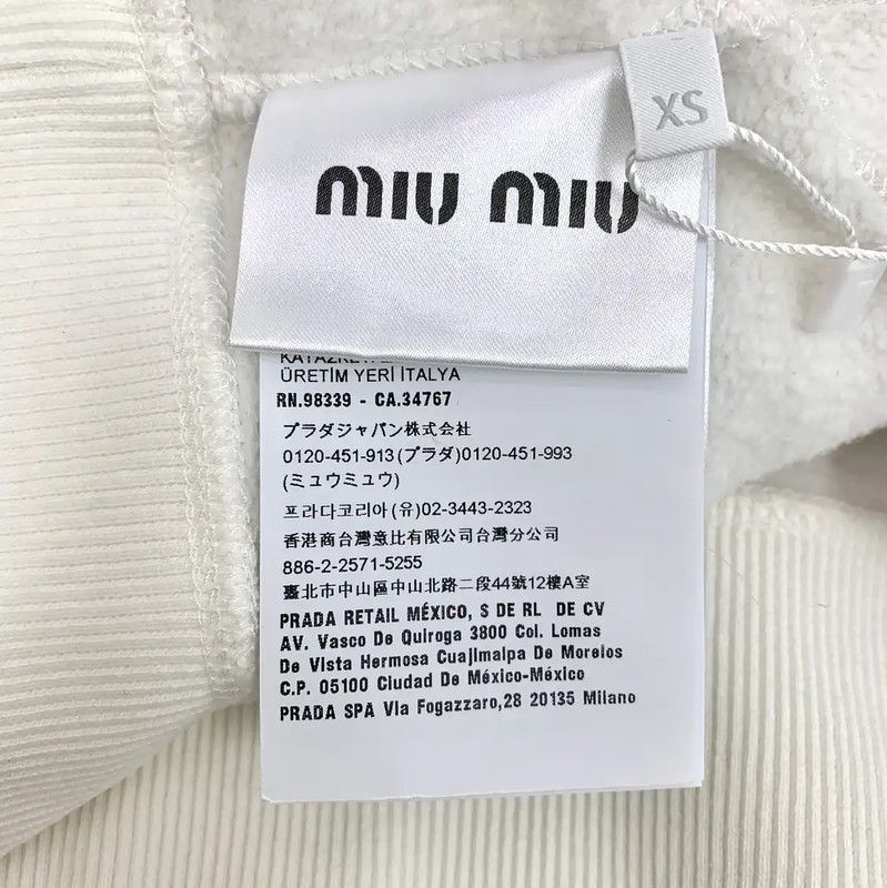 Miu Miu Miu Miu White Cotton Sweatshirt with Crystals 0089 Size XS / US 0-2 / IT 36-38 - 7 Thumbnail