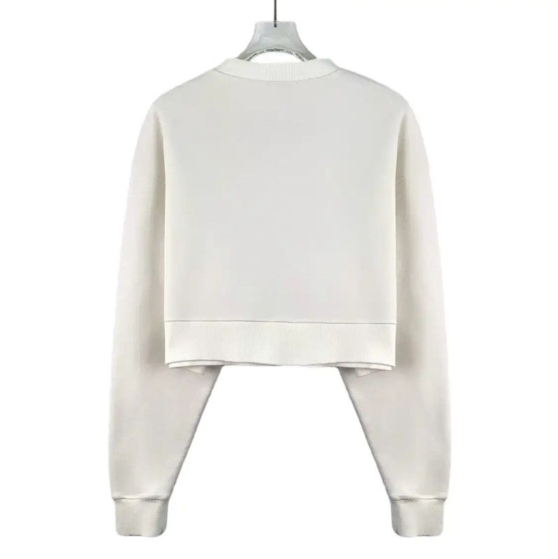 Miu Miu Miu Miu White Cotton Sweatshirt with Crystals 0089 Size XS / US 0-2 / IT 36-38 - 2 Thumbnail