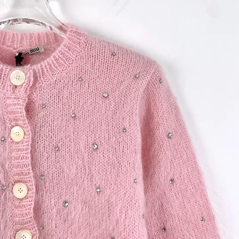 Miu Miu Miu Miu Pink Mohair Cardigan for Women 0089 Size XS / US 0-2 / IT 36-38 - 3 Thumbnail