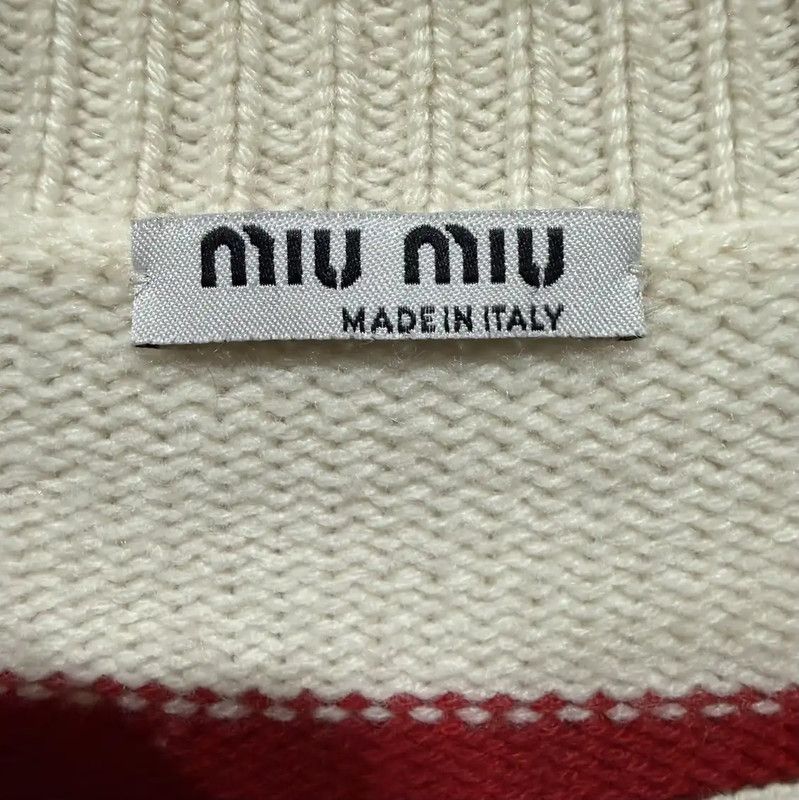 Miu Miu Miu Miu Red and White Striped Wool Sweater 0089 Size ONE SIZE - 3 Thumbnail