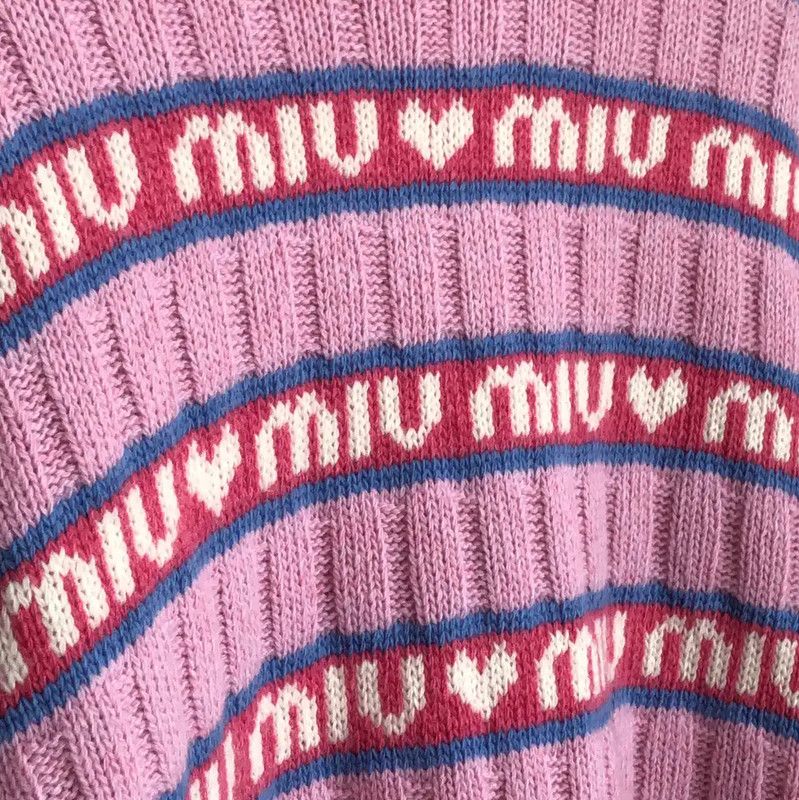 Miu Miu Miu Miu Pink Wool Sweater with Heart Motif 0089 Size M / US 6-8 / IT 42-44 - 9 Thumbnail