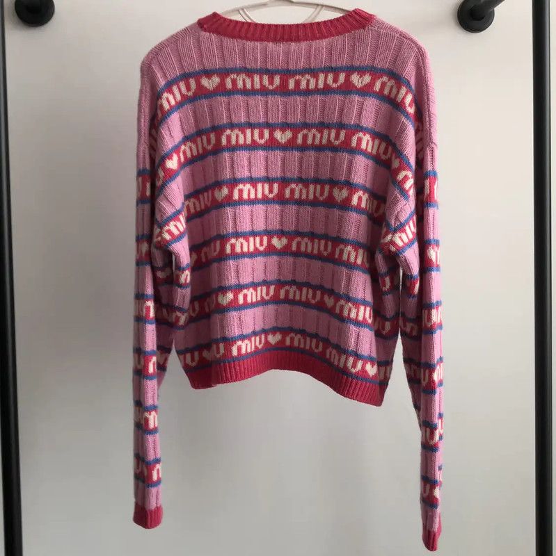 Miu Miu Miu Miu Pink Wool Sweater with Heart Motif 0089 Size M / US 6-8 / IT 42-44 - 2 Thumbnail