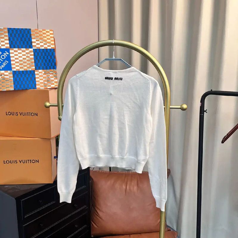 Miu Miu Miu Miu White Women's Cardigan Sweater 0089 Size M / US 6-8 / IT 42-44 - 2 Thumbnail
