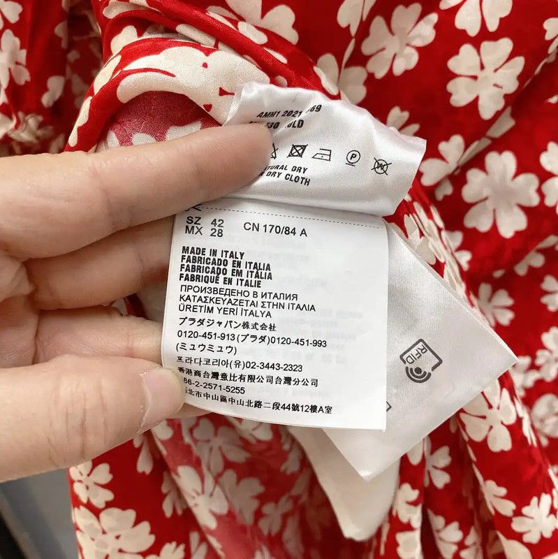 Miu Miu Miu Miu Red Silk Floral Maxi Dress 0089 Size L / US 10 / IT 46 - 7 Thumbnail