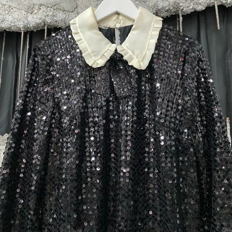 Miu Miu Miu Miu Black Long Sleeve Dress for Women 0089 Size ONE SIZE - 3 Thumbnail