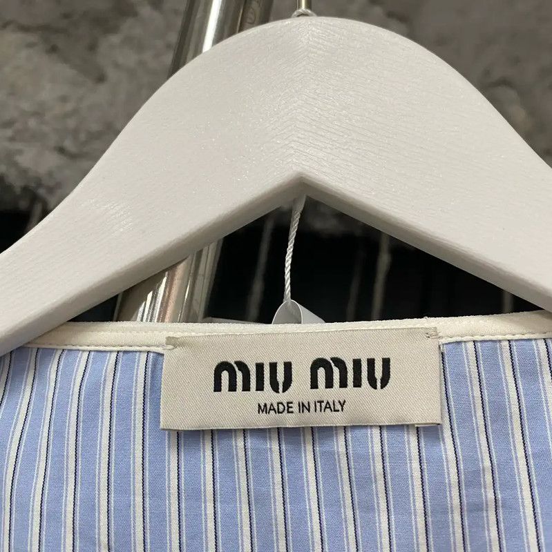 Miu Miu Miu Miu Light Blue Cropped Long Sleeve Shirt 0089 Size ONE SIZE - 8 Thumbnail