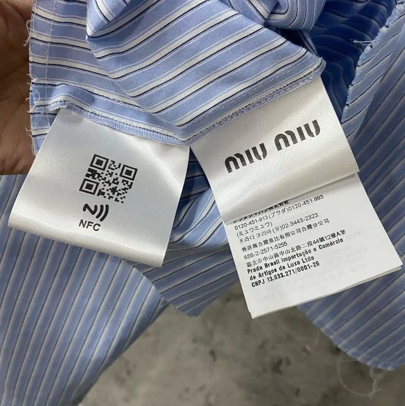 Miu Miu Miu Miu Light Blue Cropped Long Sleeve Shirt 0089 Size ONE SIZE - 9 Thumbnail