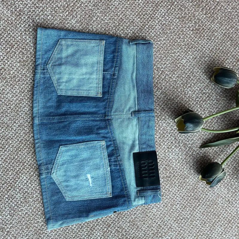 Miu Miu Miu Miu Light Blue Cotton Skirt 0089 Size 23" - 2 Thumbnail