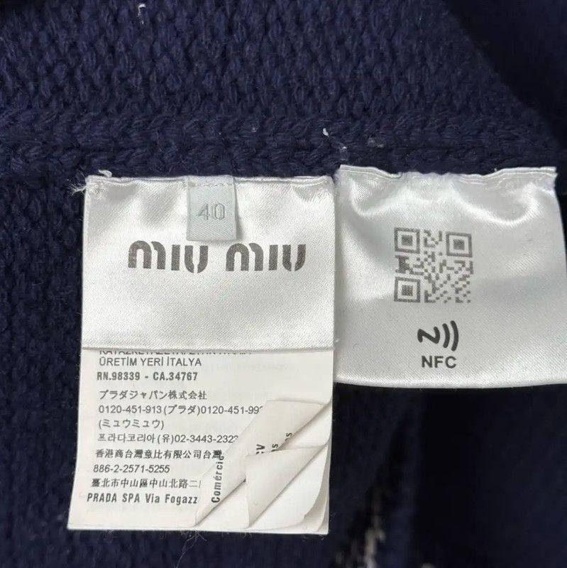 Miu Miu Miu Miu Navy Wool Cardigan for Women 0089 Size L / US 10 / IT 46 - 5 Thumbnail