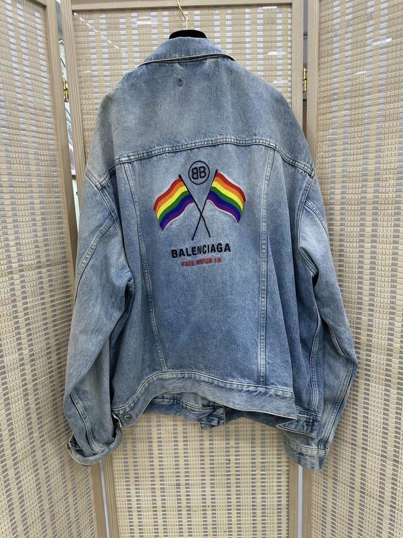 Balenciaga Balenciaga Flag Embroidery Denim Jacket - dmc Size US S / EU 44-46 / 1 - 2 Thumbnail