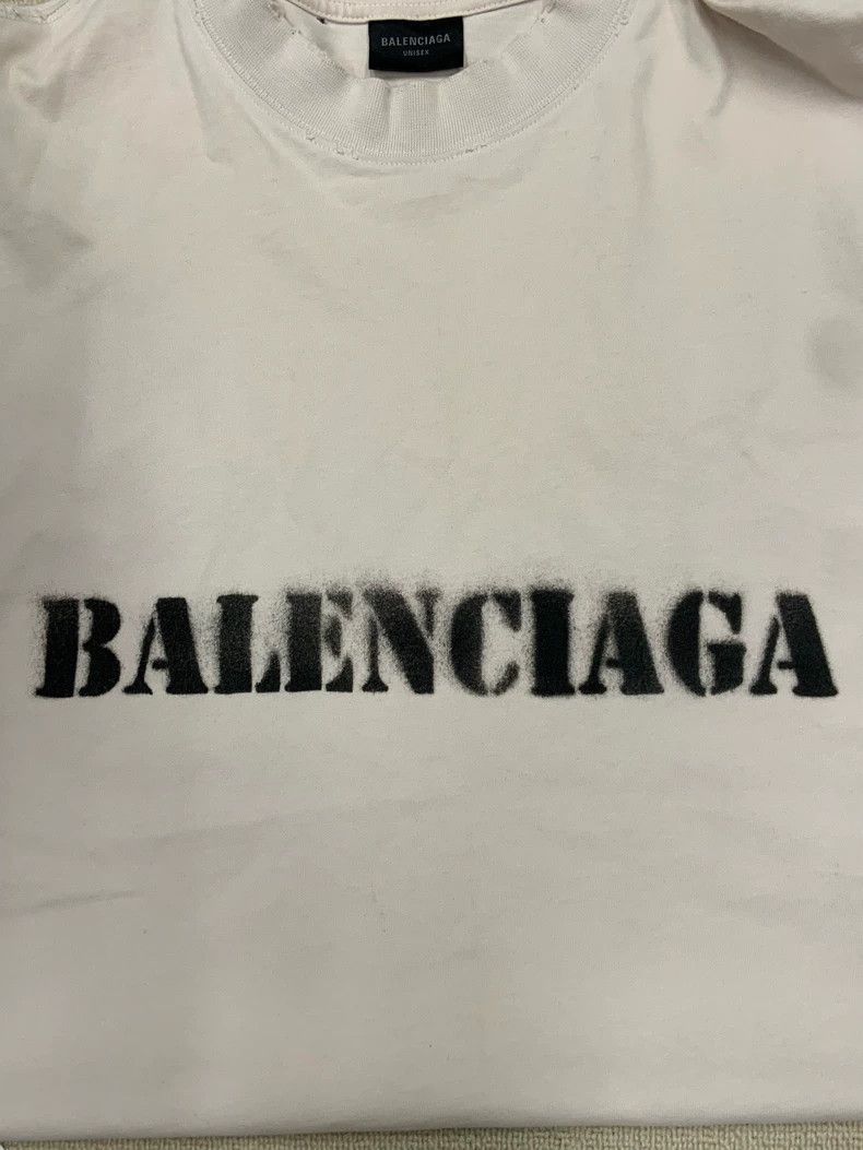 Balenciaga Balenciaga Bal Stencil Type Short Sleeve T-shirt - dmc Size US L / EU 52-54 / 3 - 3 Thumbnail