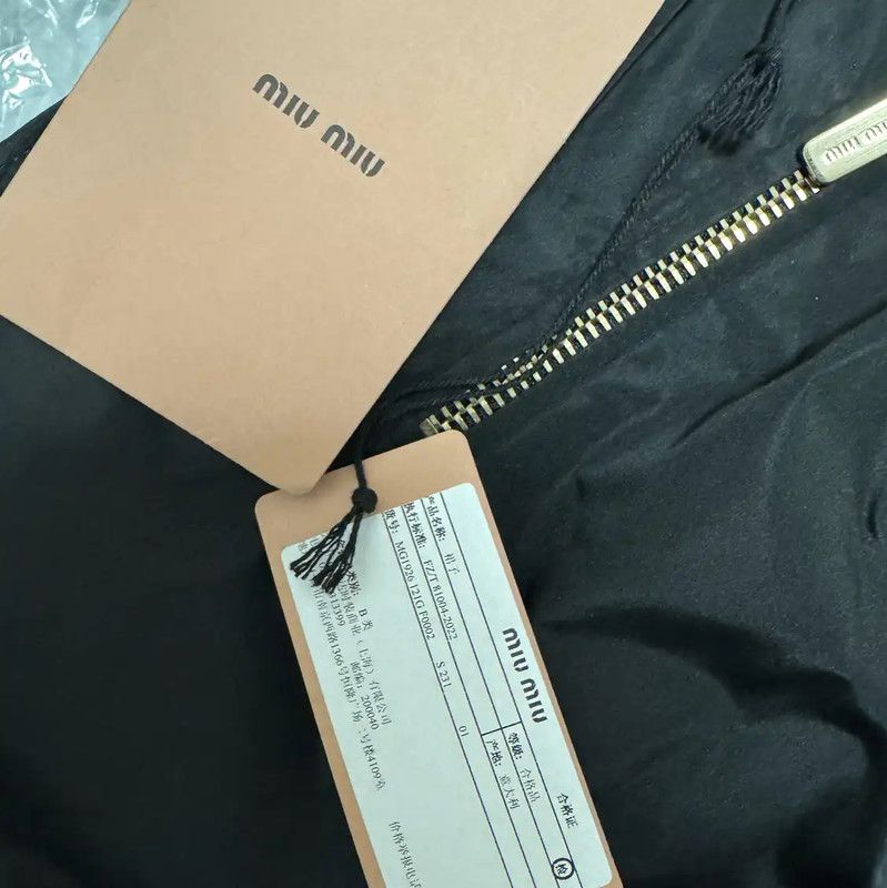 Miu Miu Miu Miu Black Silk Embroidered Logo Skirt 0089 Size 23" - 4 Thumbnail