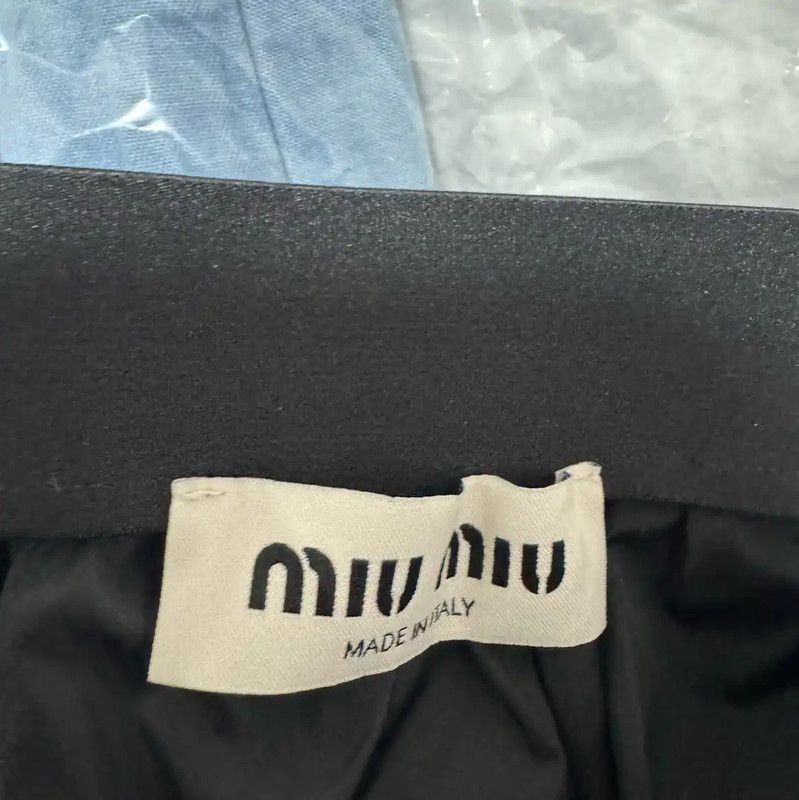 Miu Miu Miu Miu Black Silk Embroidered Logo Skirt 0089 Size 23" - 5 Thumbnail