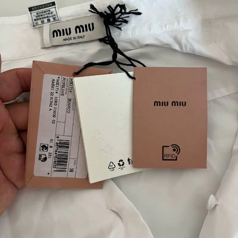 Miu Miu Miu Miu Cropped White Cotton Women's Shirt 0089 Size M / US 6-8 / IT 42-44 - 7 Thumbnail