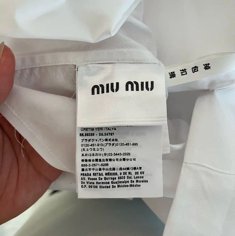 Miu Miu Miu Miu Cropped White Cotton Women's Shirt 0089 Size M / US 6-8 / IT 42-44 - 4 Thumbnail