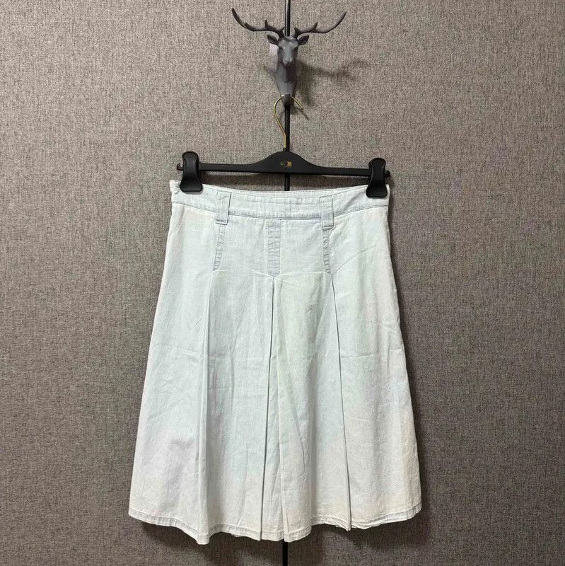 Miu Miu Miu Miu Sky Blue Cotton Embroidered Skirt 0089 Size 23" - 2 Thumbnail