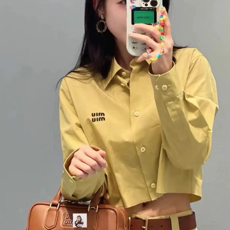 Miu Miu Miu Miu Short Sleeve Yellow Blouse 0089 Size S / US 4 / IT 40 - 3 Thumbnail