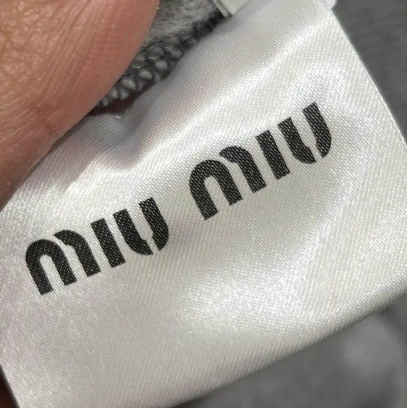 Miu Miu Miu Miu Cropped Gray Cotton Sweatshirt for Women 0089 Size XS / US 0-2 / IT 36-38 - 3 Thumbnail