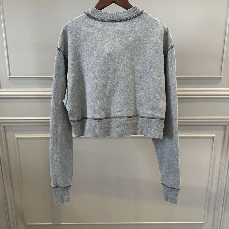 Miu Miu Miu Miu Cropped Gray Cotton Sweatshirt for Women 0089 Size XS / US 0-2 / IT 36-38 - 2 Thumbnail