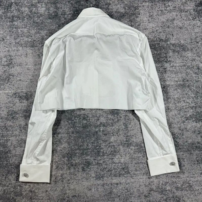Miu Miu Miu Miu White Cotton Crop Shirt for Women 0089 Size M / US 6-8 / IT 42-44 - 2 Thumbnail