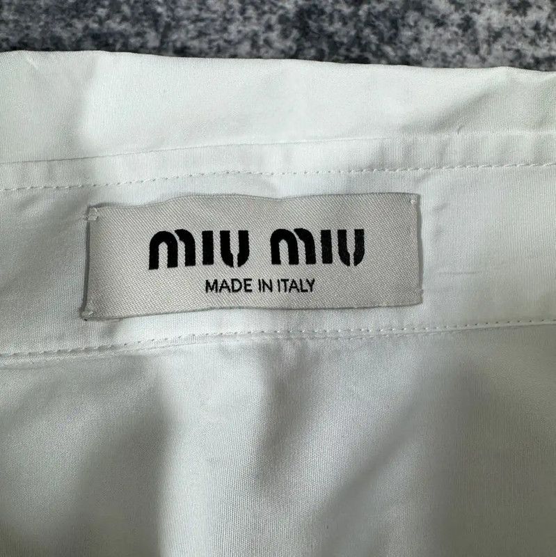 Miu Miu Miu Miu White Cotton Crop Shirt for Women 0089 Size M / US 6-8 / IT 42-44 - 4 Thumbnail