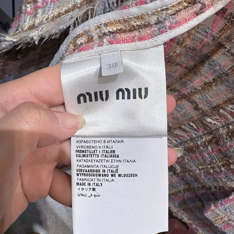 Miu Miu Miu Miu Pink Wool-Blend Plaid Short Cardigan 0089 Size M / US 6-8 / IT 42-44 - 5 Thumbnail