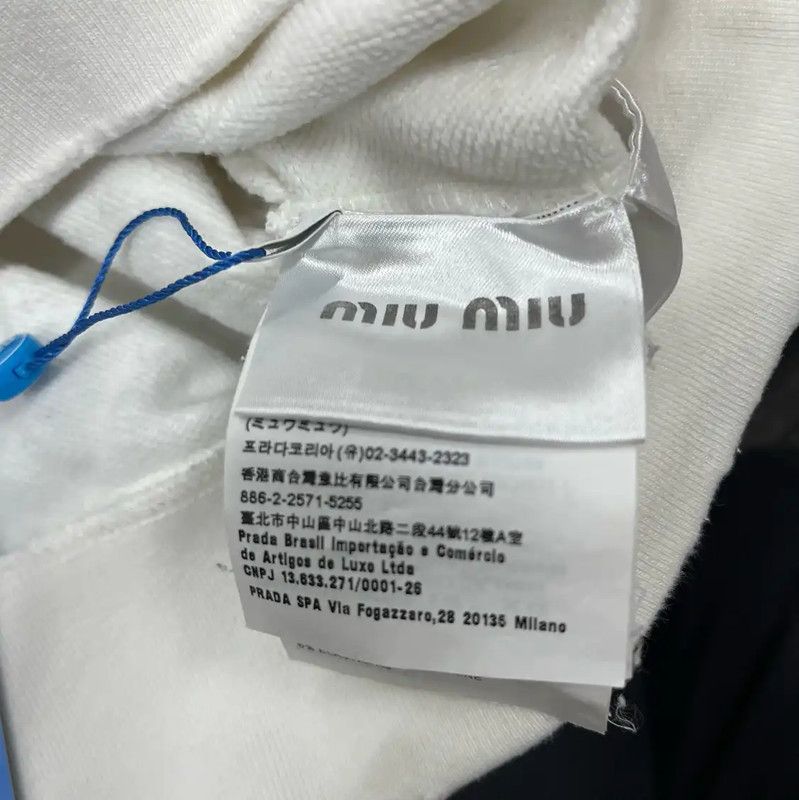 Miu Miu Miu Miu White Cotton Cropped Sweatshirt 0089 Size S / US 4 / IT 40 - 4 Thumbnail
