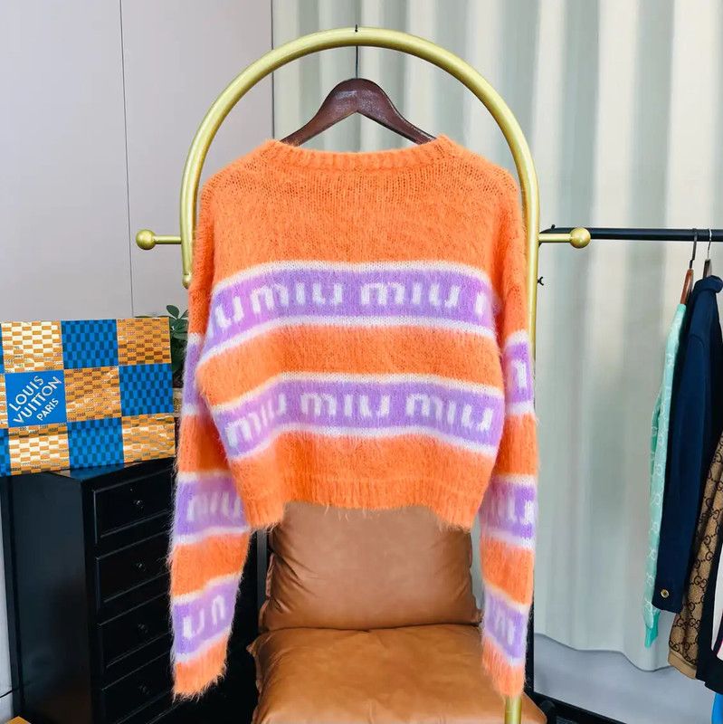 Miu Miu Miu Miu Orange Mohair Women’s Sweater 0089 Size L / US 10 / IT 46 - 2 Thumbnail