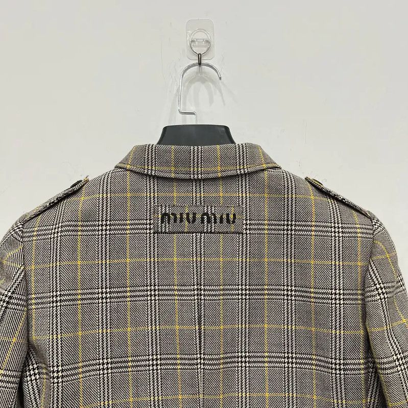 Miu Miu Miu Miu Gray Plaid Women's Jacket 0089 Size ONE SIZE - 4 Thumbnail